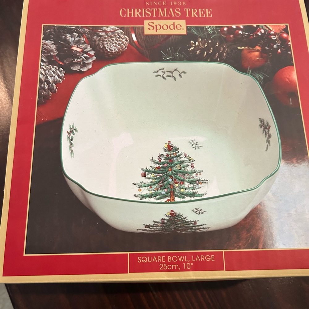 Spode Christmas Tree Large 10” Square Bowl- NIB